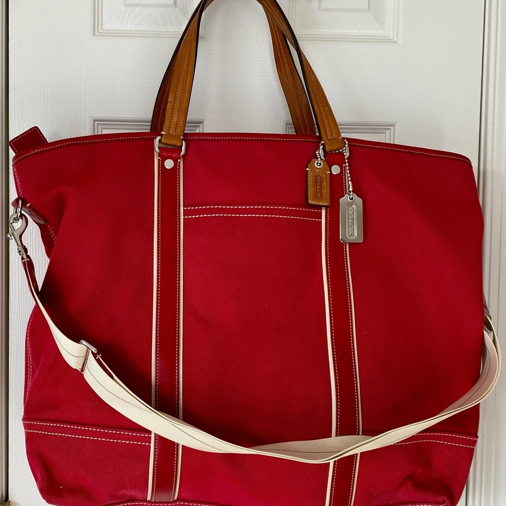 Coach Red and Tan Vintage Tote